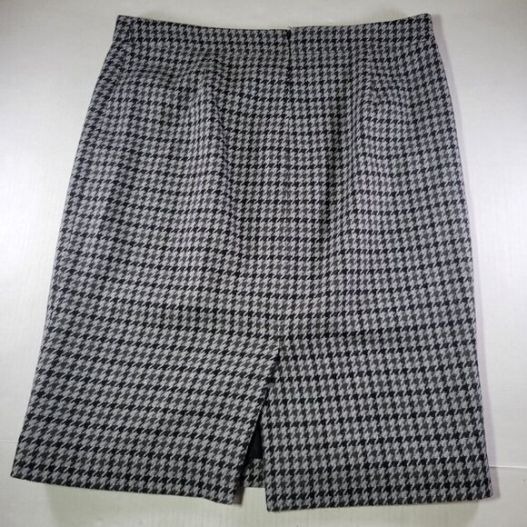 J.Crew Woman Black/White Houndstooth Workwear Wool Blend Pencil Skirt Size 8 - Picture 7 of 7